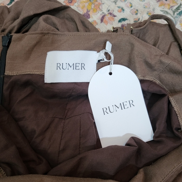 NWT RUMER Dress | Size S | The Mecca Midi in Mocha | Cinched Sides | Sid… - Picture 8 of 13